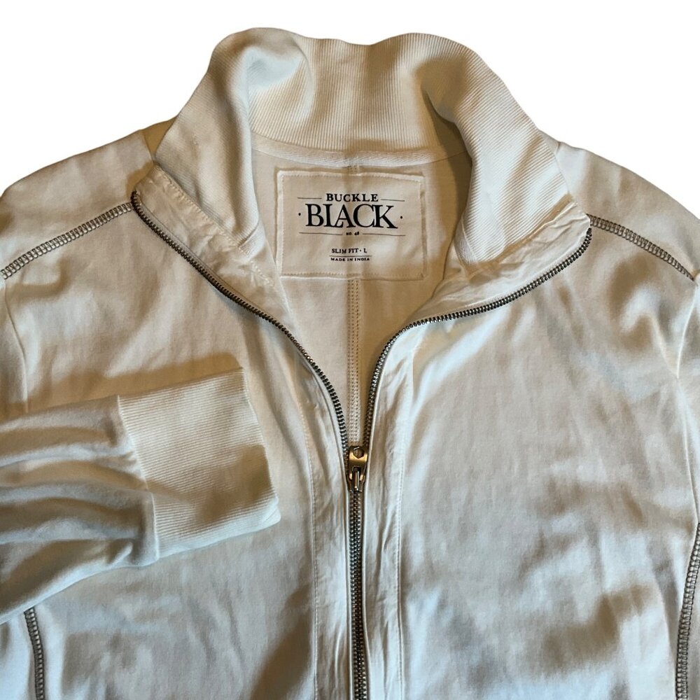 Buckle Black Mens White Full-Zip Jacket  Slim Fit Size L‎
